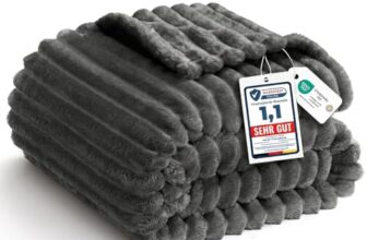WAVVE Kuscheldecke Flauschig Decke 150x200cm Grau | Weiche Flanell Fleecedecke, Sofadecke & Couchdecke, Warme Korddecke für Wohnzimmer Deko, Sofaüberwurf Tagesdecke