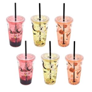 AUSTUFF 6 Stück Halloween Party-Dekobecher mit fließendem Glitzer 450 ml