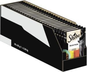 Sheba Selection Katzen Nassfutter im Portionsbeutel mit Huhn und Rind in Sauce 28x85g