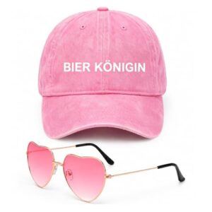 QWEJFSFHG Malle Accessoires 2Pcs Bier Königin Kappe & Herz Sonnenbrille, Mallorca Party Outfit Freundin, Ballermann Outfit Damen, Geschenke für Freundin, Malle Outfit Damen für Strand Urlaub Festival