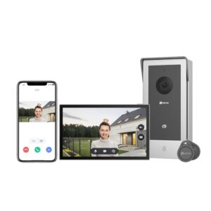 EZVIZ Video-Türsprechanlage, WiFi Türklingel mit 7″ Farb-Touchscreen, 1080p Nachtsicht und Zwei-Wege-Audio, Gegensprechanlage mit Fernentriegelung, Dualband-WLAN, schlankes Design, CP5
