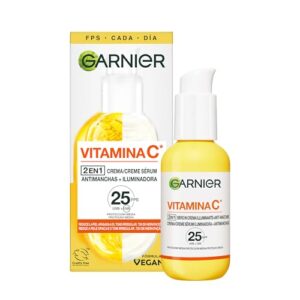 Garnier , 2-in-1-Gesichtsserum zum Aufhellen und gegen Hautunreinheiten, mit 20% Vitamin C und SPF25, nicht fettend, klinisch getestet, 50 ml