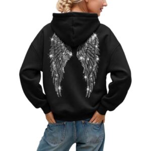 Hoodie Damen With Glitzer Wings Oversize Y2K Sweatshirt Rückenfrei