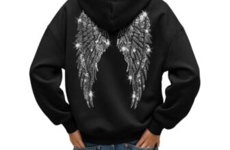 Hoodie Damen With Glitzer Wings Oversize Y2K Sweatshirt Rückenfrei