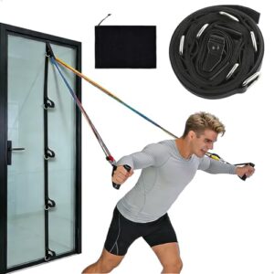 Türanker, Door Anchor Strap for Resistance Bands, Bohr- und Nagelfreier Türanker Gurt mit Mehrpunkt-Verankerung 4.9 m, Kraftübungen, Inklusive Tragetasche (Schwarz)