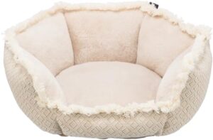 TRIXIE Hundebett Boho, weich & waschbar, Plüschdetails – 65 x 65 cm, beige