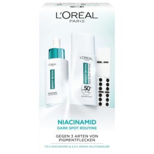 L’Oréal Paris Anti- Pigmentflecken Set: Bright Reveal Niacinamid Serum & UV Fluid LSF50, für strahlende & ebenmäßige Haut