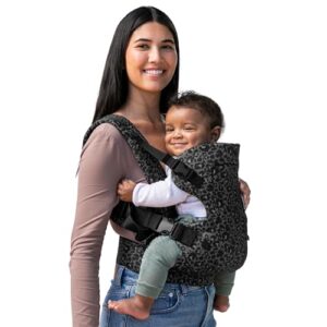 Infantino Flip Advanced 4-in-1 Babytrage, Ergonomisch, Umwandelbar, mit Blickrichtung Nach Innen und Außen, Vorne und Hinten Tragbar für Neugeborene bis Kleinkinder von, Schwarzer & Grauer Leopard