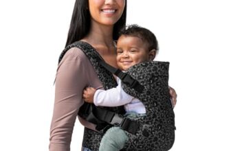 Infantino Flip Advanced 4-in-1 Babytrage, Ergonomisch, Umwandelbar, mit Blickrichtung Nach Innen und Außen, Vorne und Hinten Tragbar für Neugeborene bis Kleinkinder von, Schwarzer & Grauer Leopard
