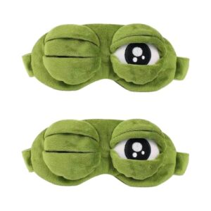 2 Stück Schlafmaske lustig,Frosch,Weicher Stoff,Augenmaske für Reisen,Grün