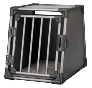 TRIXIE Hunde-Transportbox Aluminium S, robust – 48 x 56 x 61 cm, Graphit