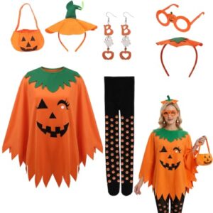 TnanyuZd 7 Stück Kürbis Kostüm Damen, Halloween Kostüm, Leuchtet Im Dunkeln