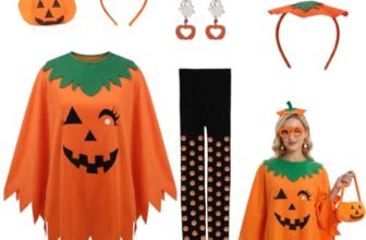 TnanyuZd 7 Stück Kürbis Kostüm Damen, Halloween Kostüm, Leuchtet Im Dunkeln