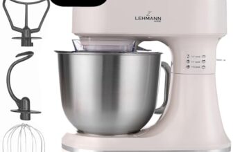 LEHMANN Küchenmaschine mit beheizbarer 5-L-Schüssel, integrierte Waage & Timer, Knetmaschine mit Planetenrührwerk, 12 Geschwindigkeiten, Gärfunktion bis 45 °C, Touch-Display, 3 Rühraufsätze