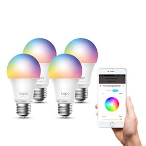 Tapo L530E(4-Pack) alexa Lampe E27, Energiespared, Mehrfarbrige dimmbare smarte WLAN Glühbirne, Smart home zubehör, Abläufe und Zeitpläne, Kein Hub notwendig