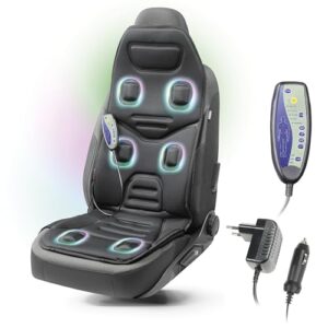 WALSER Massage Sitzauflage Auto Relax Drive, PKW Massagesitzauflage, Massagesitzauflage mit 5 Massage Programmen, Rückenmassagegerät Auto, Massageauflage für den Rücken, Massagegerät Autositz