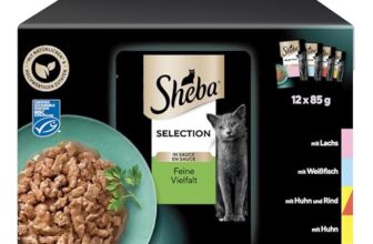 Sheba Selection in Sauce Katzennassfutter – Feine Vielfalt (MSC) – Hochwertiges Feuchtfutter in 48 Portionsbeuteln für Katzen – Katzenfutter – 4er Pack (4 x 12 Portionsbeutel à 85g)
