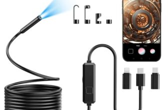 Vorth Endoskopkamera mit Licht, 1920P HD Endoskopkamera Handy mit 8 LED-Leuchten, 5M semi-steife Rohrkamera Inspektionskamera iOS und Android