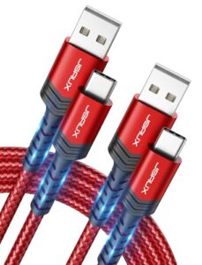 JSAUX USB auf USB C Schnellladekabel für iPhone 18 Pro, 2 Stück/2M – Rot