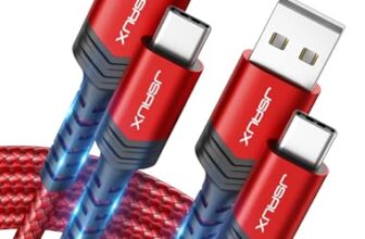 JSAUX USB auf USB C Schnellladekabel für iPhone 18 Pro, 2 Stück/2M – Rot