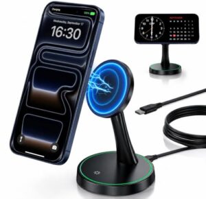 Induktive Ladestation Kompatibel mit MagSafe Ladegerät,OANDYS 2 in 1 15W Schnelles iPhone Ladestation für iPhone 18/17/16/15/14/13/12Serie und für AirPods,Wireless Charger mit schlaffreundlichem Licht