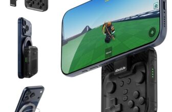 abxylute M4 aufsteckbarer Bluetooth-Gaming-Controller für Android, iPhone, kompatibel mit Switch 1 & 2, taschengroßer Retro-Arcade-Handy-Gamepad mit Ständer, Doppel-Joysticks, Turbo, Magnetfunktion