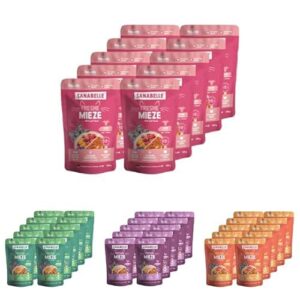Mix Bundle Sanabelle Freshe Mieze – 4 Leckere Sorten Katzenfutter zum Probieren | 40 x 100 g Beutel voll recyclingfähig, Dampfgegartes Nassfutter für Katzen | Eine Marke von Bosch Tiernahrung