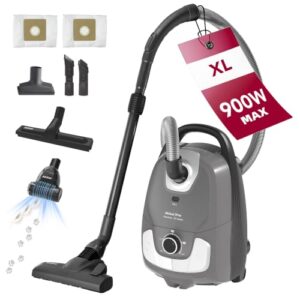 Akitas C11 Pet 900W Staubsauger mit Beutel – inkl. zusätzlicher Turbo-Tierhaarbürste, 7 m Netzkabel & 10 m Arbeitsradius, verstellbare Saugkraft, große Kapazität, für Harte Böden & Teppiche