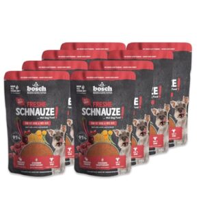 Bosch Freshe Schnauze, Rind mit Hirse und Rote Bete 8 x 250 g, Schonend Dampfgegartes Nassfutter für Hunde, Vollwertiges Alleinfuttermittel mit hohem Fleischgehalt, 8 x 250 g Hundenassfutter