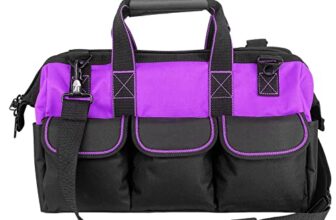 Yongzhenlite Gartenwerkzeugtasche 16 Zoll Weithals-Werkzeugtasche mit geformter Basis für Männer Hochleistungs-600D-Polyestergewebe (lila Farbe)