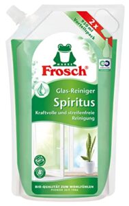 Frosch Spiritus Glas Reiniger, Glasreiniger – perfekter, streifenfreien Glanz – für Haushalt, Flächen und Autoscheiben, Nachfüllbeutel, 1er Pack (1 x 950 ml)