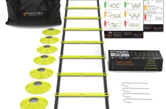 Koordinationsleiter Fußball 6 m mit 12 Sprossen & 8 Hütchen – Fußballtraining Zubehör für Kinder & Erwachsene, Trainingsleiter Set mit Tragetasche & Poster, Agility Ladder & Fußball Leiter