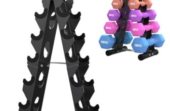 5-Etagen Hantelständer aus Metall, A-Rahmen Design mit Griff, Platzsparendes Fitness-Rack für Home-Gym (Hanteln separat erhältlich)