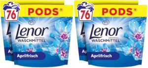 Lenor Pods, Universal Waschkapseln Waschmittel, 76 Waschladungen, Aprilfrisch, Lang Anhaltende Frische Und Extra Geruchsabwehr (Packung mit 2)