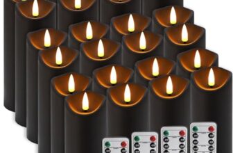 LIVEN 24 Stück Schwarze Flammenlose LED-Kerzen mit Fernbedienung, Flackernd, Halloween Deko für Zuhause,3 Größen