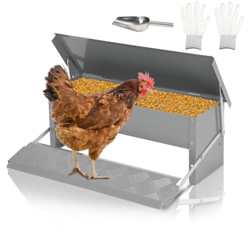 Fogmiea Futterautomat 5KG, Futtertrog mit Auto Pedal und Wasserfest Decke