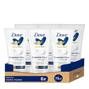 Dove Feuchtigkeitsspendende Handcreme, essentielle Ernährung, spendet Feuchtigkeit und pflegt die Haut, 75 ml, 6 Stück