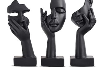 Schwarze Heimdekoration Akzentkunst Frau Gesicht Statue Sammlerstück Statue für modernes Zuhause Wohnzimmer Bücherregal Schwarz Schreibtisch Dekor 3-teiliges Set