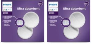 Philips Avent Einweg-Stilleinlagen, Ultra-Komfort und Sicherheit, 60 Stück, weiß (Modell SCF254/61) (Packung mit 2)
