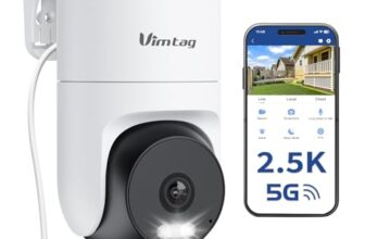 VIM TAG 2,5K 4MP Überwachungskamera Aussen, 360° Innen-Überwachungskamera mit Alarm, Zwei-Wege-Audio, KI-Personen-Bewegungserkennung, IP65 Wasserdicht, Alexa-kompatibel, Cloud- & SD-Karten-Speicher