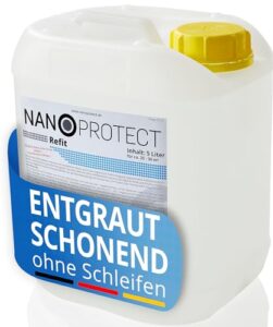 Nanoprotect Holz Refit | Holzreiniger und Holz-Entgrauer | 5 Liter für ca. 25-30 m² | Restaurieren ohne Schleifen | Frei von Oxalsäure