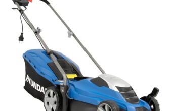 HYUNDAI Elektro-Rasenmäher LM3301E mit Mulchfunktion, Elektromäher, Mulcher, Mäher (33cm, 1300W, 35L Korb, 5-fache zentrale Höhenverstellung)