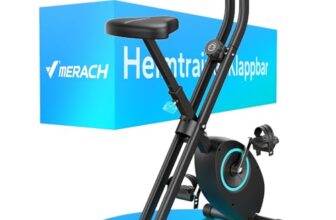 MERACH Heimtrainer Fahrrad Klappbar, Hometrainer Fahrrad mit LCD Monitor, Ergometer Heimtrainer mit Bequemem Sitzkissen, Fitnessbikes für Zuhause, Platzsparend