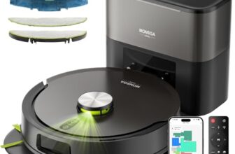 MONSGA Saugroboter mit Wischfunktion 10000PA & Absaugstation 4L Selbstentl