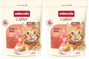 Carny Katzen Trockenfutter mit Huhn + Rind (1 x 350g), Getreide und Zuckerfreies Trockenfutter von animonda für ausgewachsene Katzen (Packung mit 2)