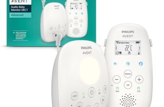 Philips ‎AVENT Audio Babyphone DECT-Technologie, Eco-Mode, Gegensprechfunktion, Schlaf- und Nachtlieder, Temperatursensor, maximale Reichweite, weiß (Modell SCD713/26)