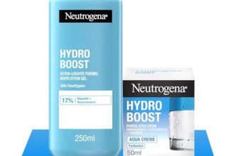 Neutrogena Hydro Boost Aqua Creme parfümfrei 50ml + Bodylotion Gel 250ml mit Hyaluronsäure & Glycerin – Feuchtigkeitspflege für trockene Haut & alle Hauttypen, ultra-leichte Formel