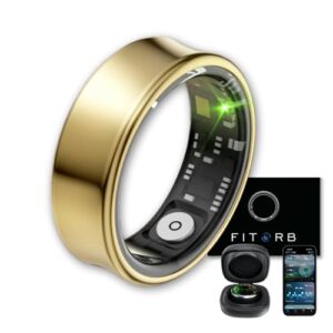 Fitorb Smart Ring Pro – Das Original. High-Tech Fitness- & Gesundheitsring, Schlafanalyse, 24/7 Aktivitätstracking. Temperaturmessung, Stress. Proberinge. (Neptun, Gold, 21,6 mm (12))