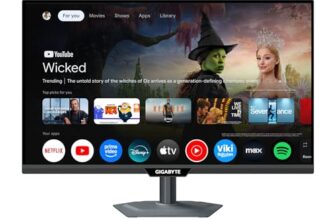 Gigabyte M27QS 27” 2K QHD Smart-Monitor – Google TV, Drahtlose Anzeige, 2560 x 1440, 180Hz, 1ms, 350 cd/m², FreeSync, Display HDR400, HDMI 2.0, DisplayPort 1.4