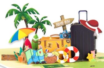 GREETING ART Pop-Up Karte – Reise, Pop-Up Karte Reisegutschein- 3D Geburtstagskarte für Urlaub, Flitterwochen oder Koffer – Geldgeschenk für Reisekasse, Grußkarte zum Geburtstag oder Abschied